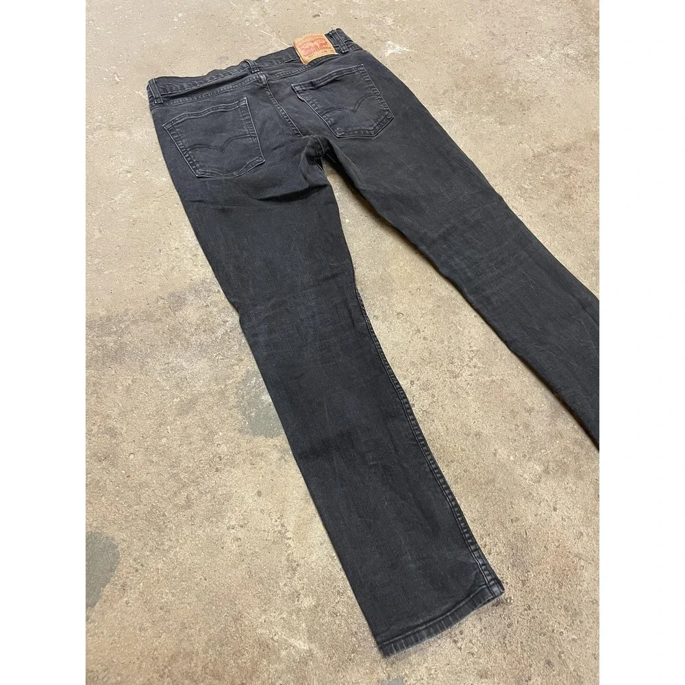 Levis 511 Jeans Mens‎ 36x32 Black Denim Slim Straight Stretch Zip Fly Distressed